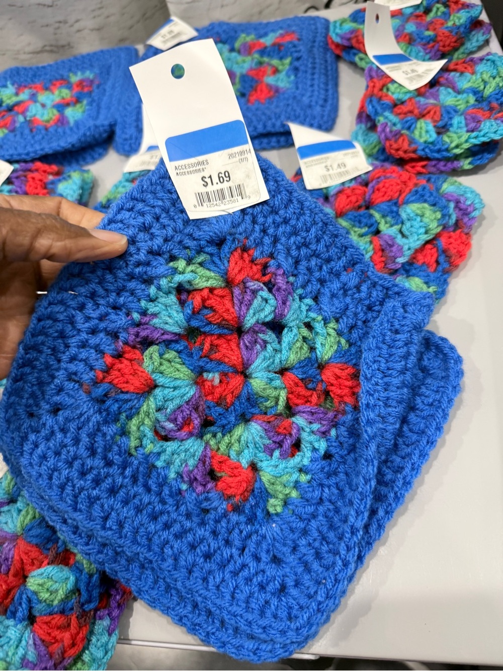 Lot of 24 Bright Blue Crochet Squares